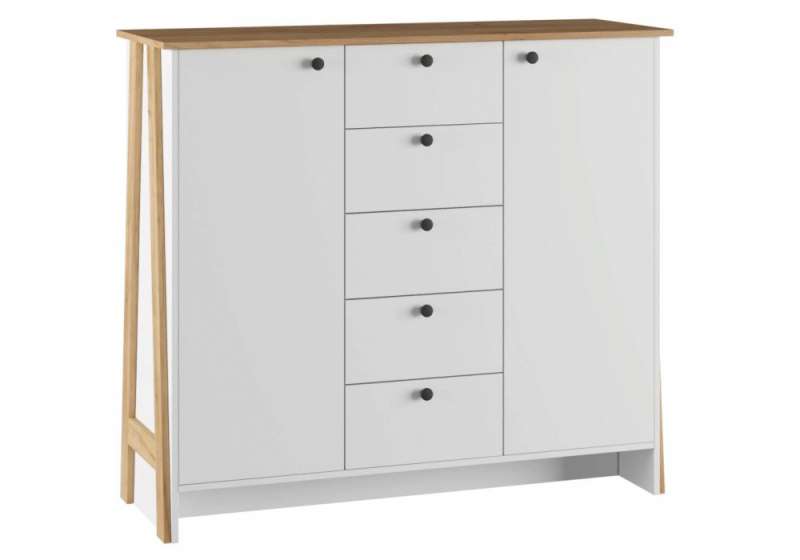 Комод Теодора белый / крафт золотой (129x42,4x110,6). 