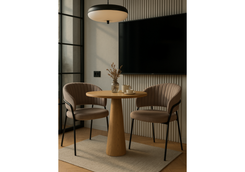 Стул на металлокаркасе Лео латте Brendy Smoke 04 / черный (56x52x80)