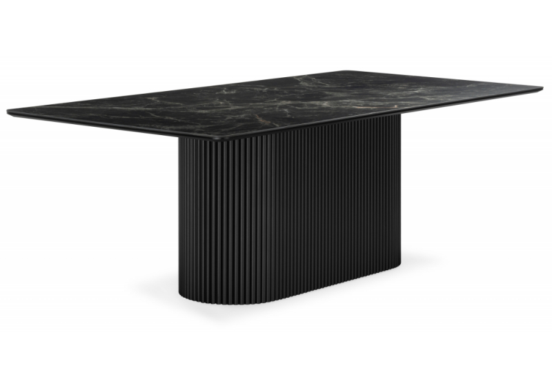 Керамический стол Ривера 220x110 пленка черный кварц / черный (110x77). 