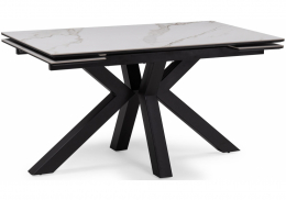 Керамический стол Бронхольм 140(200)х80х77 белый мрамор / черный (80x77)